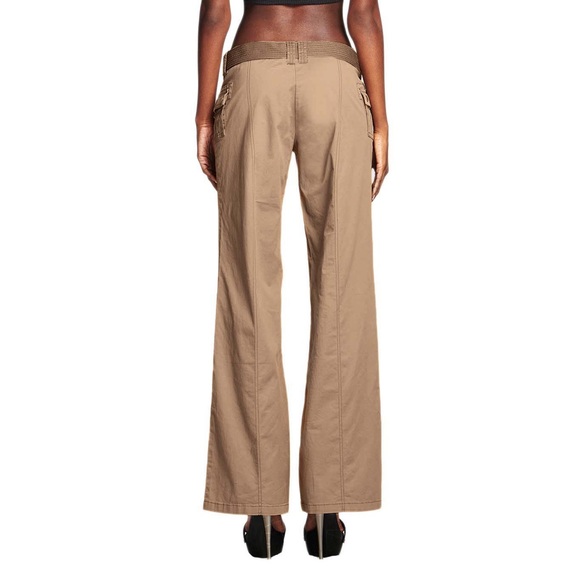 IAMGIA JORDAN CARGO 90’S Y2K MILITARY UTILITY TAN KHAKI FLARE LEG PANTS - Picture 6 of 10